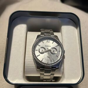 Silver Fossil Watch